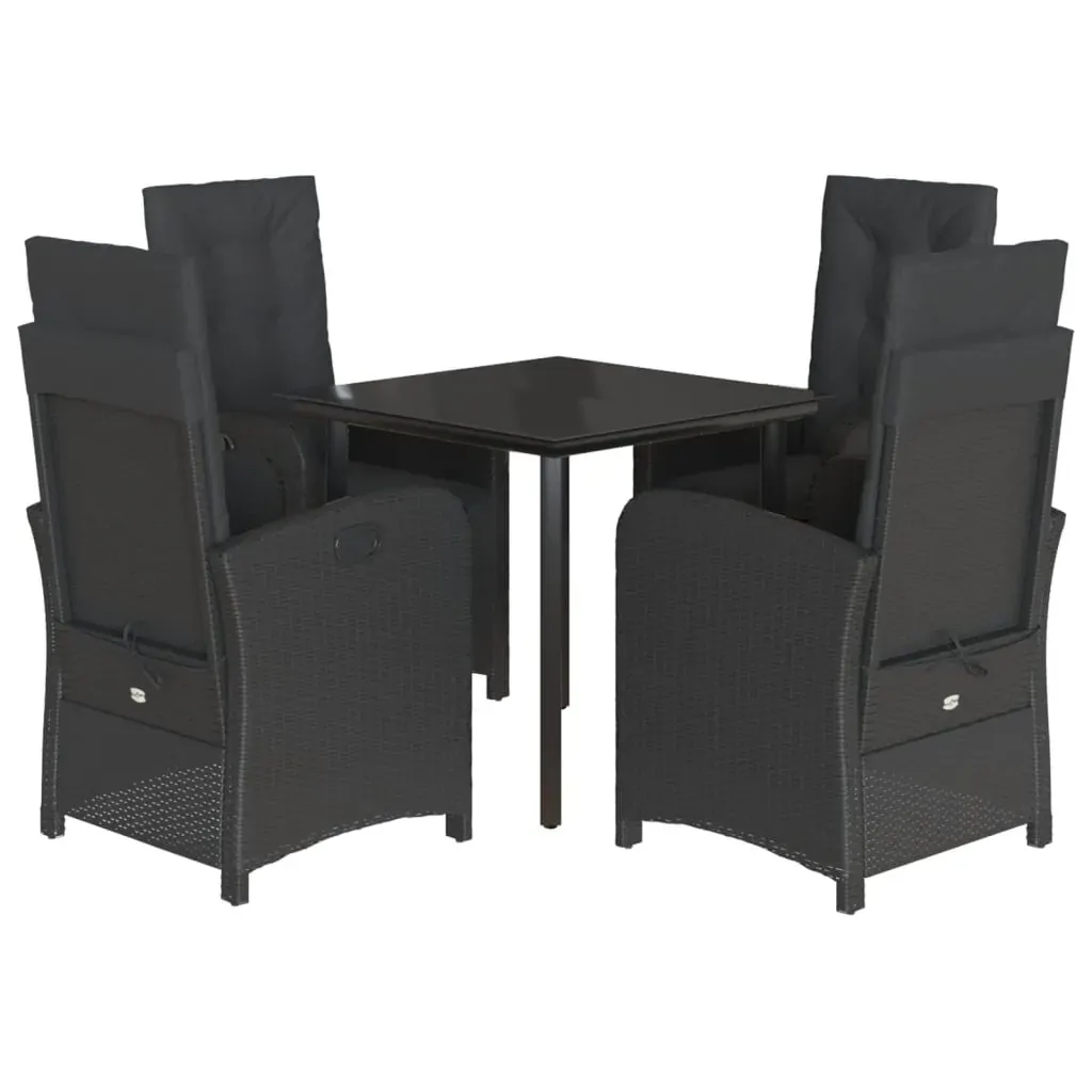 5 Piece Garden Dining Set with Cushions Black Poly Rattan Price