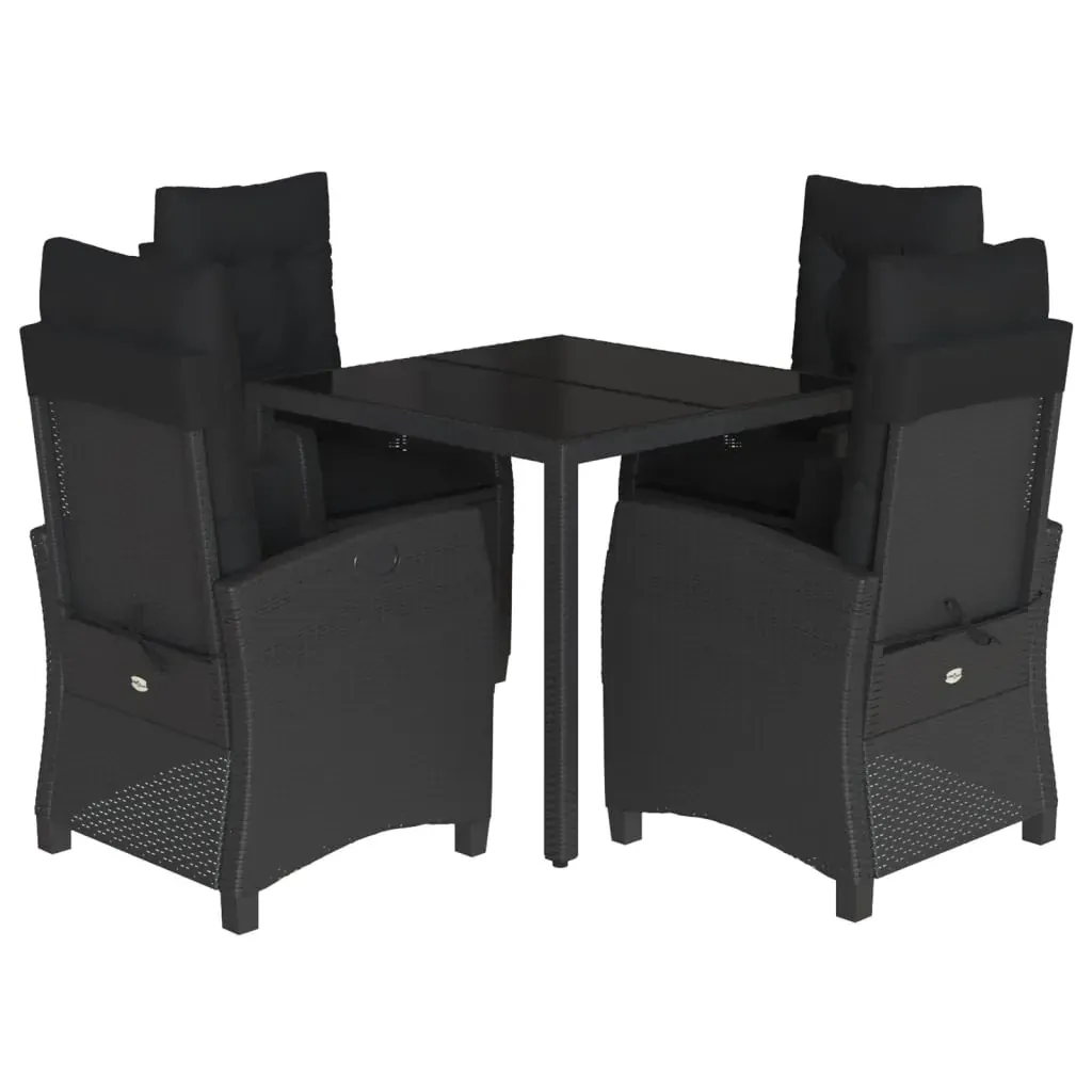 5 Piece Garden Dining Set with Cushions Black Poly Rattan Price
