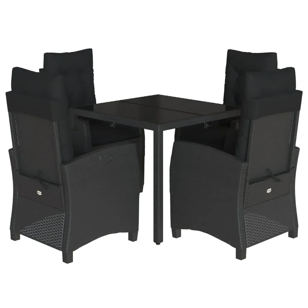 5 Piece Garden Dining Set with Cushions Black Poly Rattan Price