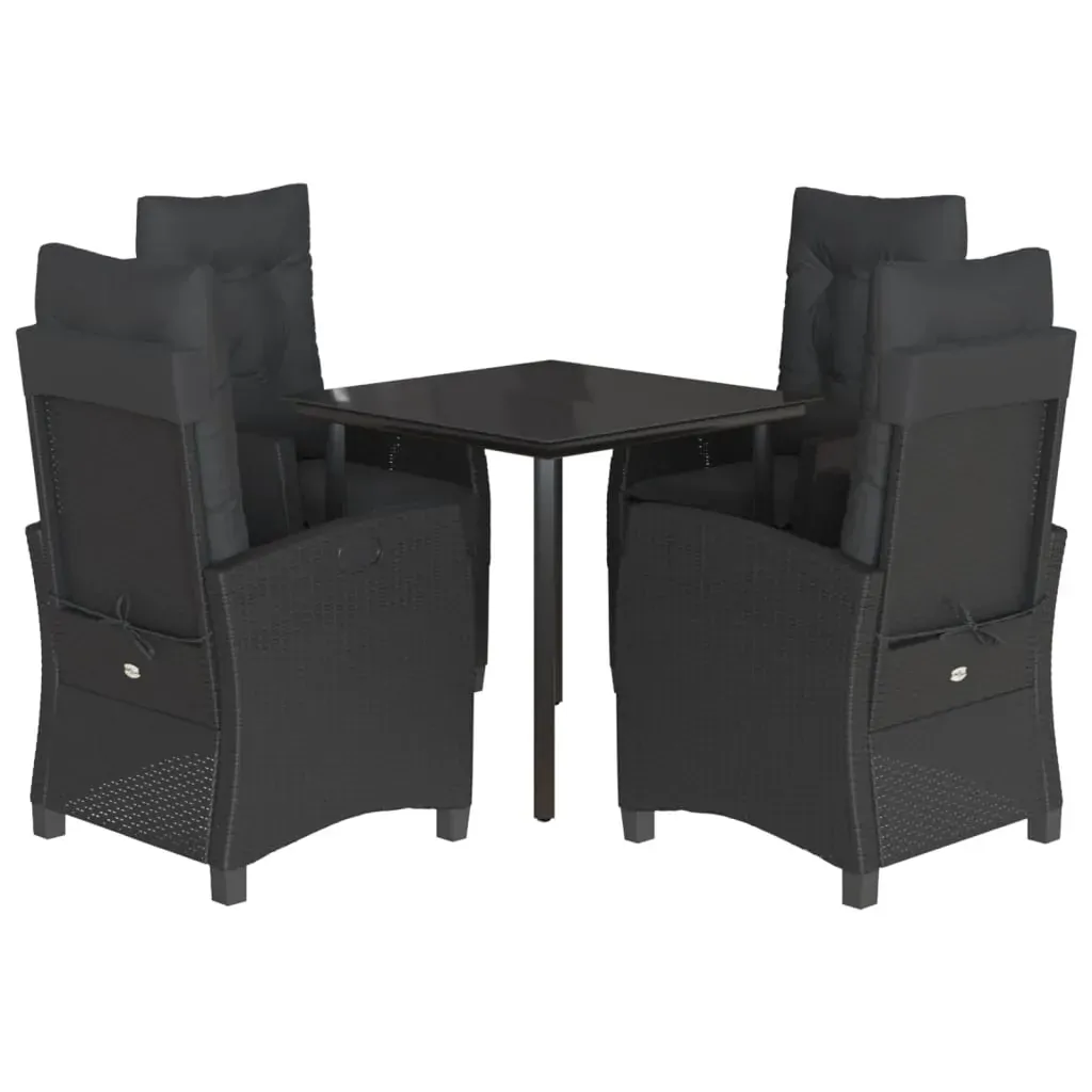 5 Piece Garden Dining Set with Cushions Black Poly Rattan Price