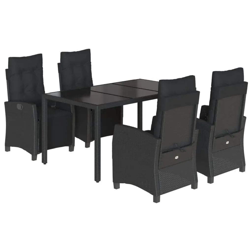 5 Piece Garden Dining Set with Cushions Black Poly Rattan Price