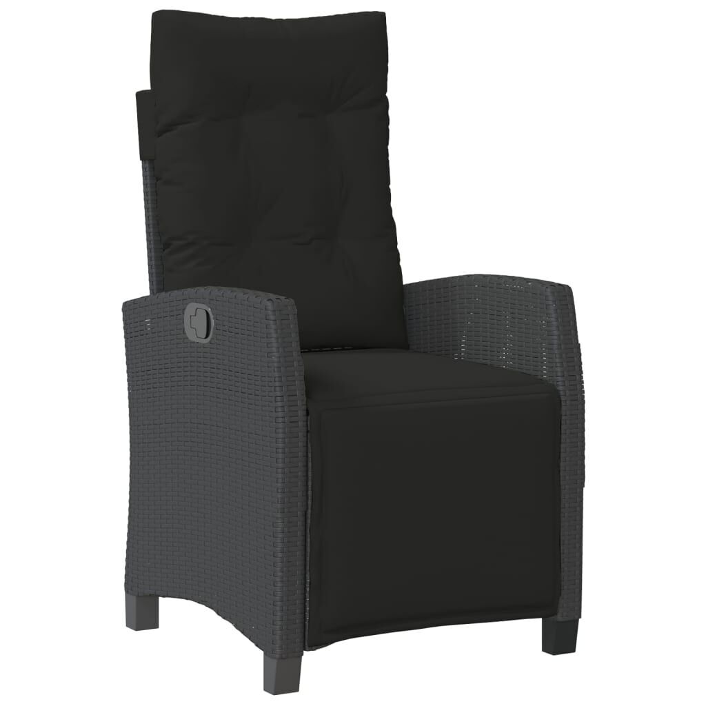 3 Piece Garden Dining Set with Cushions Black Poly Rattan Price
