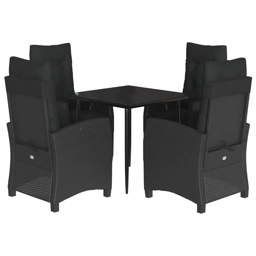 5 Piece Garden Dining Set with Cushions Black Poly Rattan Price