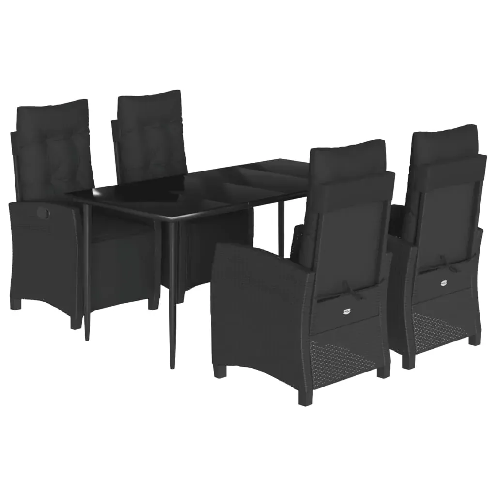 5 Piece Garden Dining Set with Cushions Black Poly Rattan Price