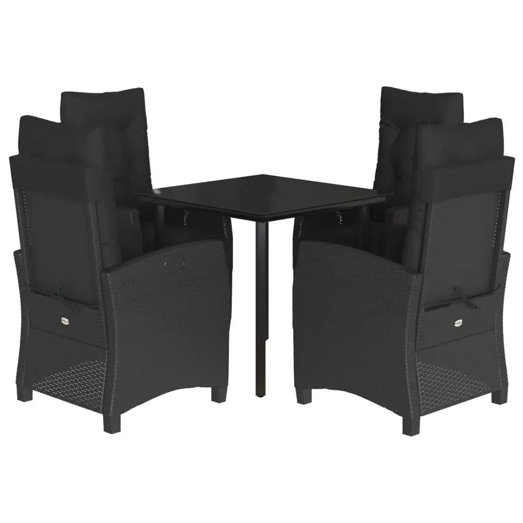 5 Piece Garden Dining Set with Cushions Black Poly Rattan Price