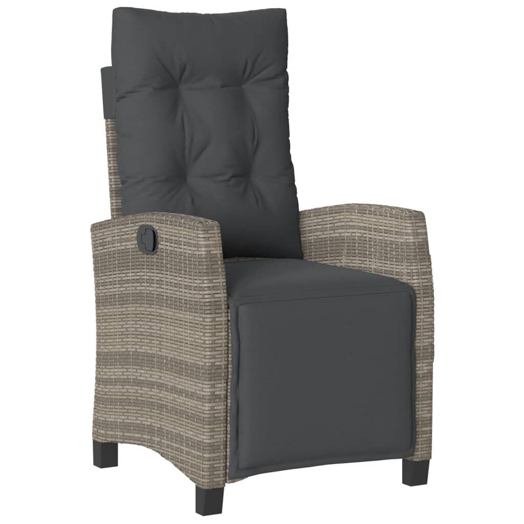 3 Piece Garden Dining Set with Cushions Grey Poly Rattan Price