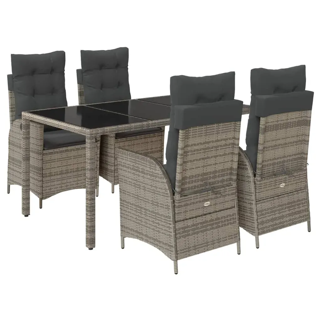 5 Piece Garden Dining Set with Cushions Grey Poly Rattan Price