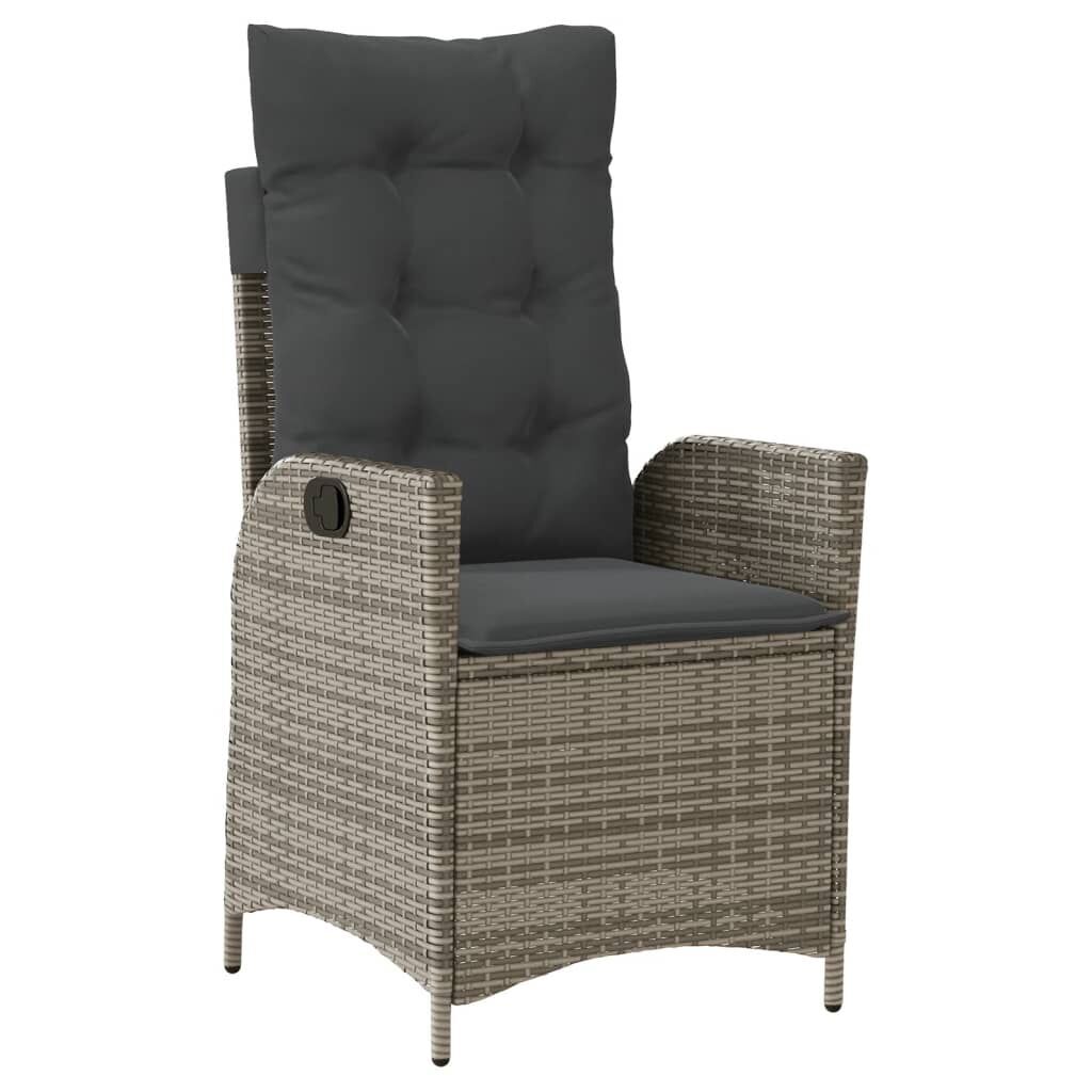 7 Piece Garden Dining Set with Cushions Grey Poly Rattan Price