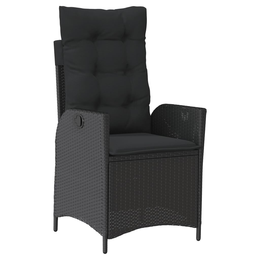 7 Piece Garden Dining Set with Cushions Black Poly Rattan Price