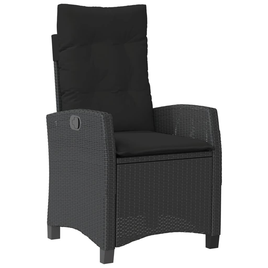 3 Piece Garden Dining Set with Cushions Black Poly Rattan Price