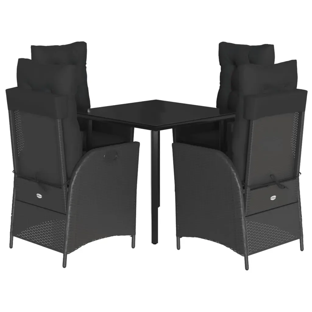 5 Piece Garden Dining Set with Cushions Black Poly Rattan Price
