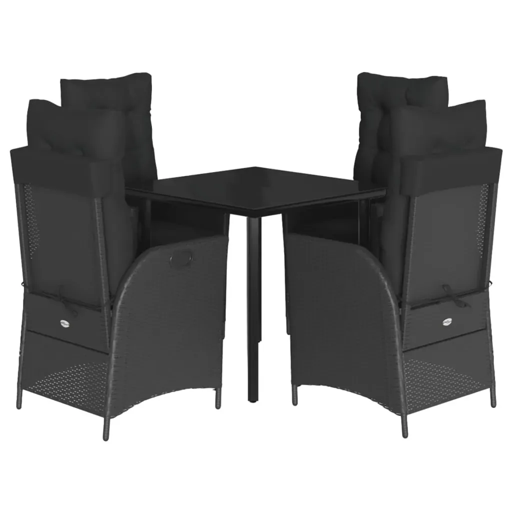 5 Piece Garden Dining Set with Cushions Black Poly Rattan Price