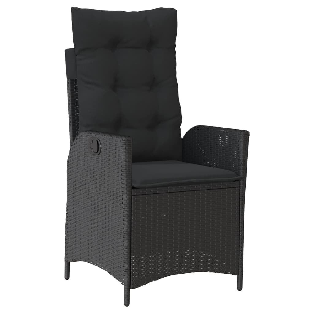 7 Piece Garden Dining Set with Cushions Black Poly Rattan Price