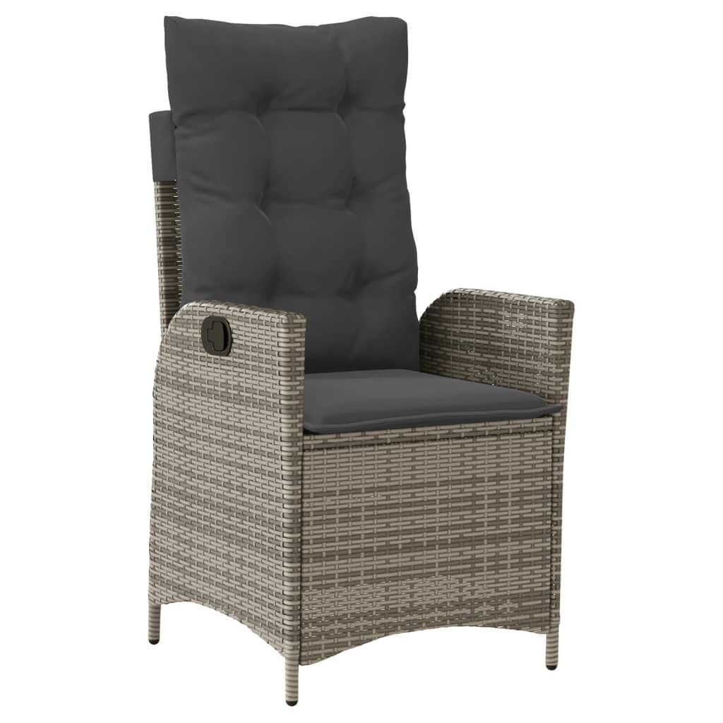 7 Piece Garden Dining Set with Cushions Grey Poly Rattan Price