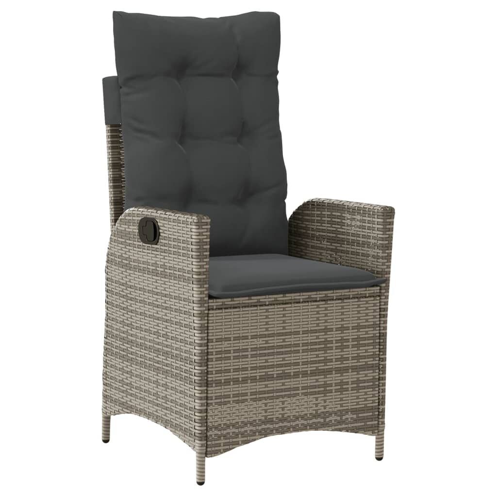 7 Piece Garden Dining Set with Cushions Grey Poly Rattan Price