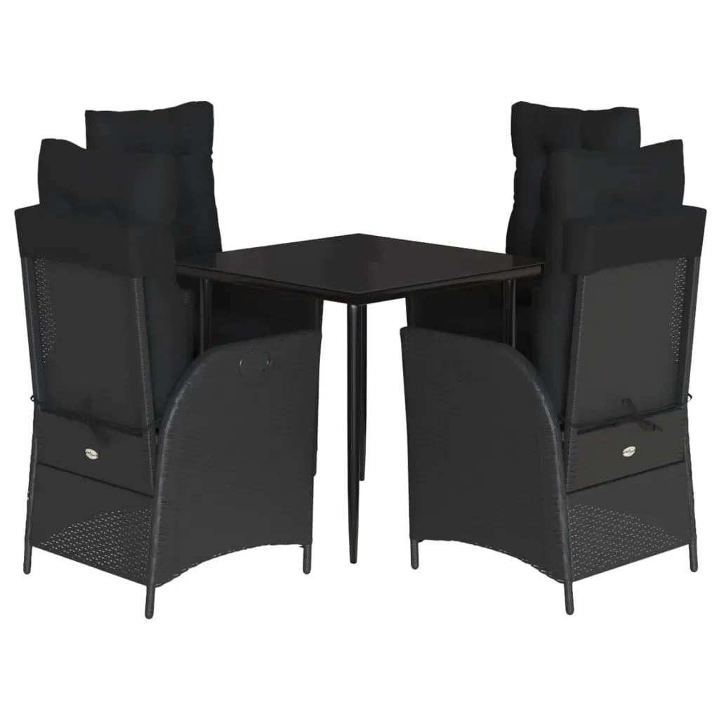 5 Piece Garden Dining Set with Cushions Black Poly Rattan Price