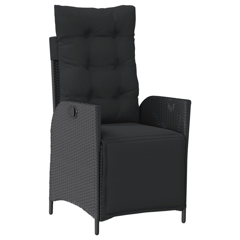 3 Piece Garden Dining Set with Cushions Black Poly Rattan Price