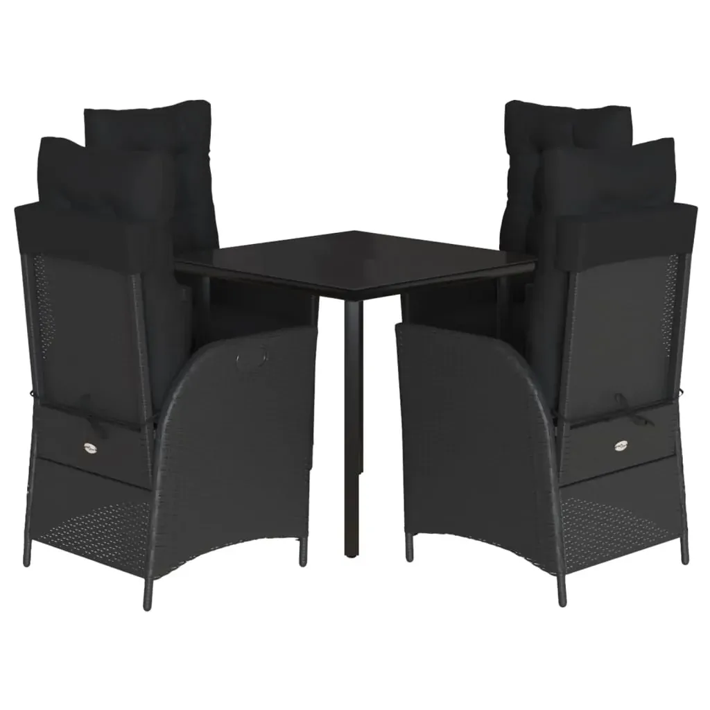 5 Piece Garden Dining Set with Cushions Black Poly Rattan Price
