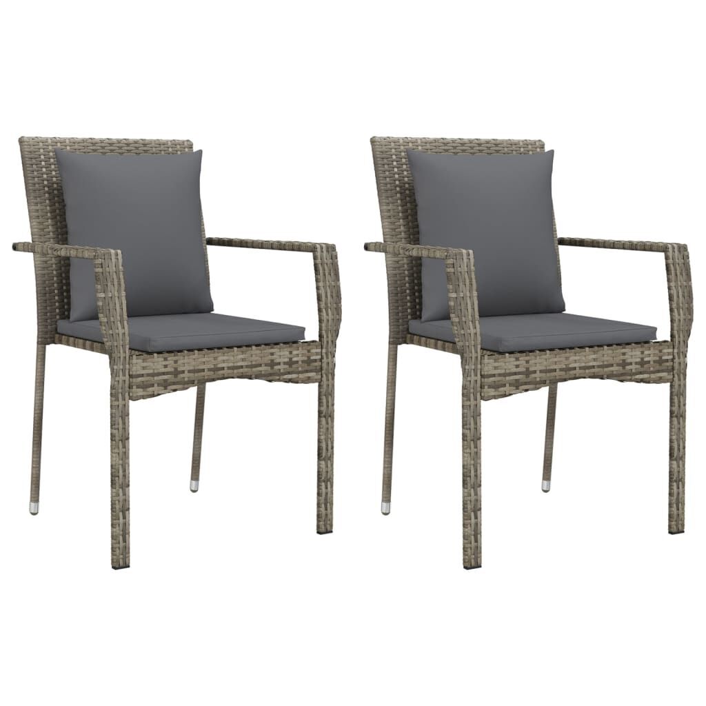 7 Piece Garden Dining Set with Cushions Grey Poly Rattan Price