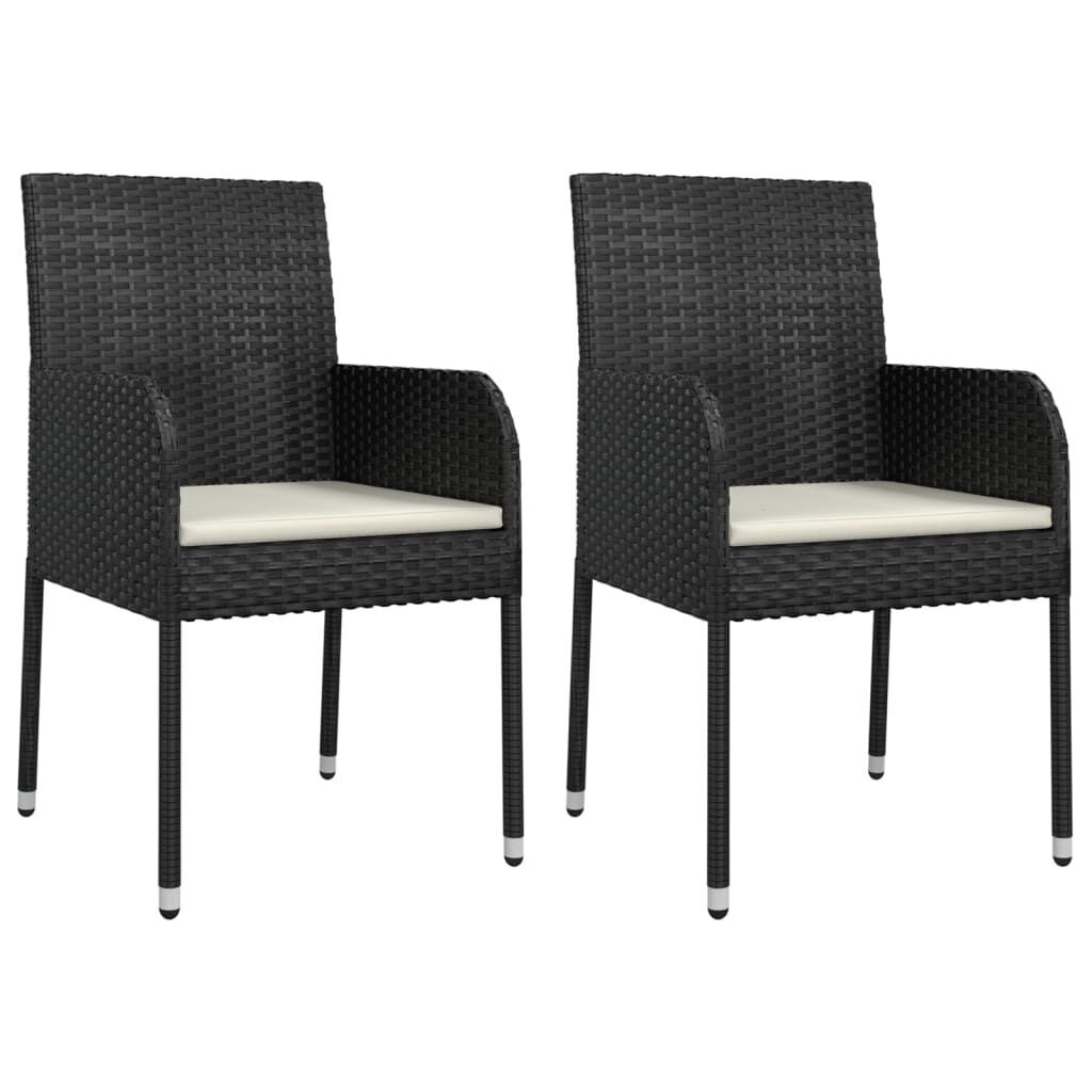 7 Piece Garden Dining Set with Cushions Black Poly Rattan Price