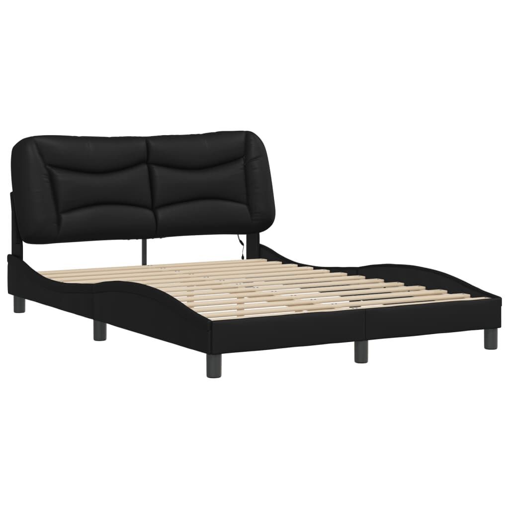 Bed Frame with LED without Mattress Black 137x187 cm Double Price