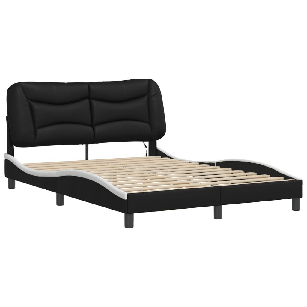 Bed Frame with LED without Mattress Black and White 137x187 cm Double Price