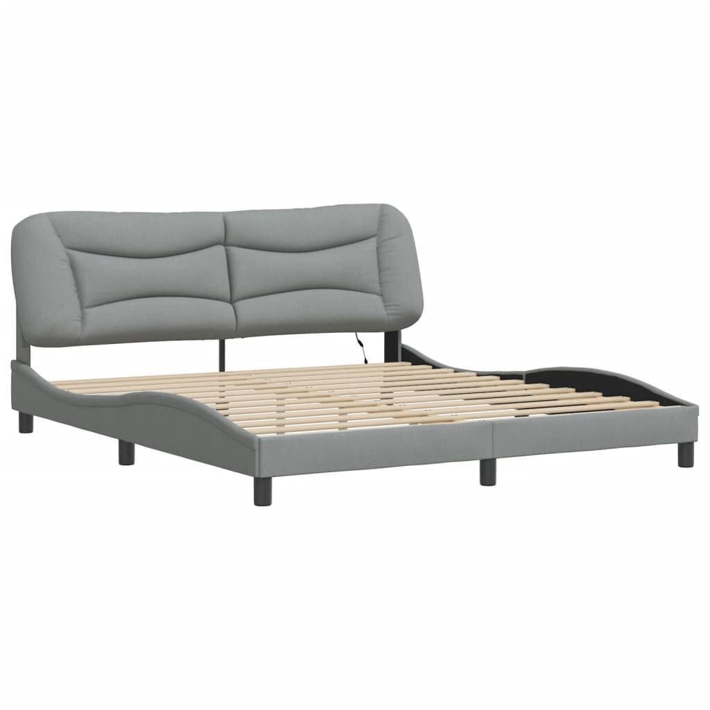 Bed Frame with LED without Mattress Dark Grey 183x203 cm King Fabric Price