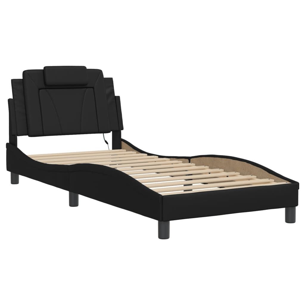 Bed Frame with LED without Mattress Black 90x190 cm Price