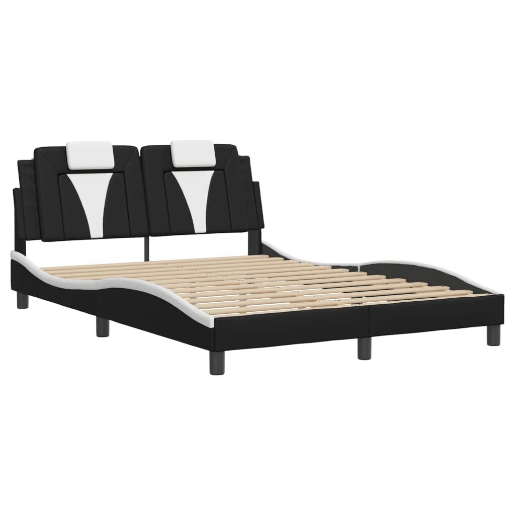 Bed Frame with LED without Mattress Black and White 137x187 cm Double Price
