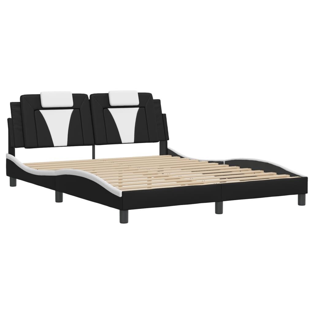 Bed Frame with LED without Mattress Black and White 152x203 cm Queen Price