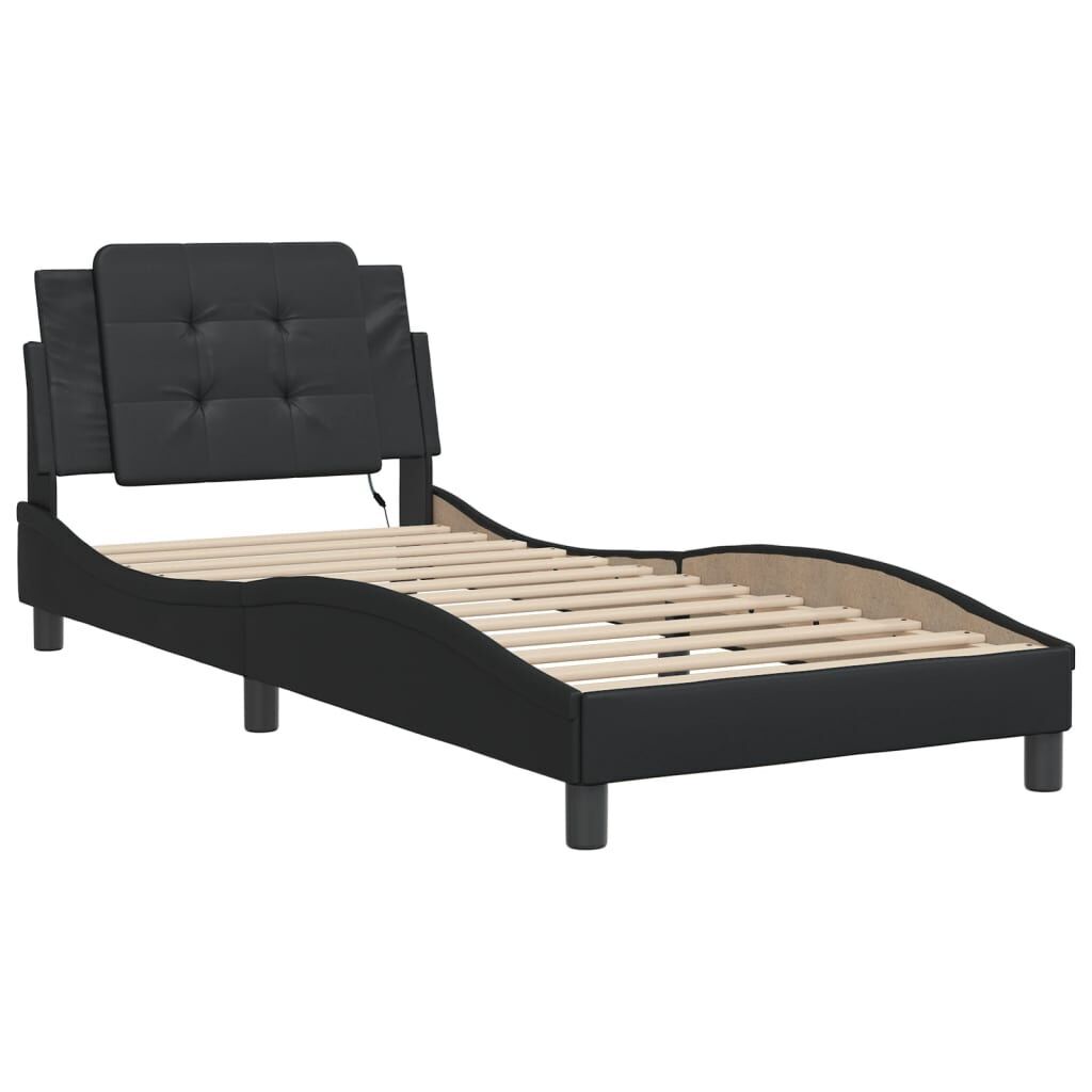 Bed Frame with LED without Mattress Black 90x190 cm Price