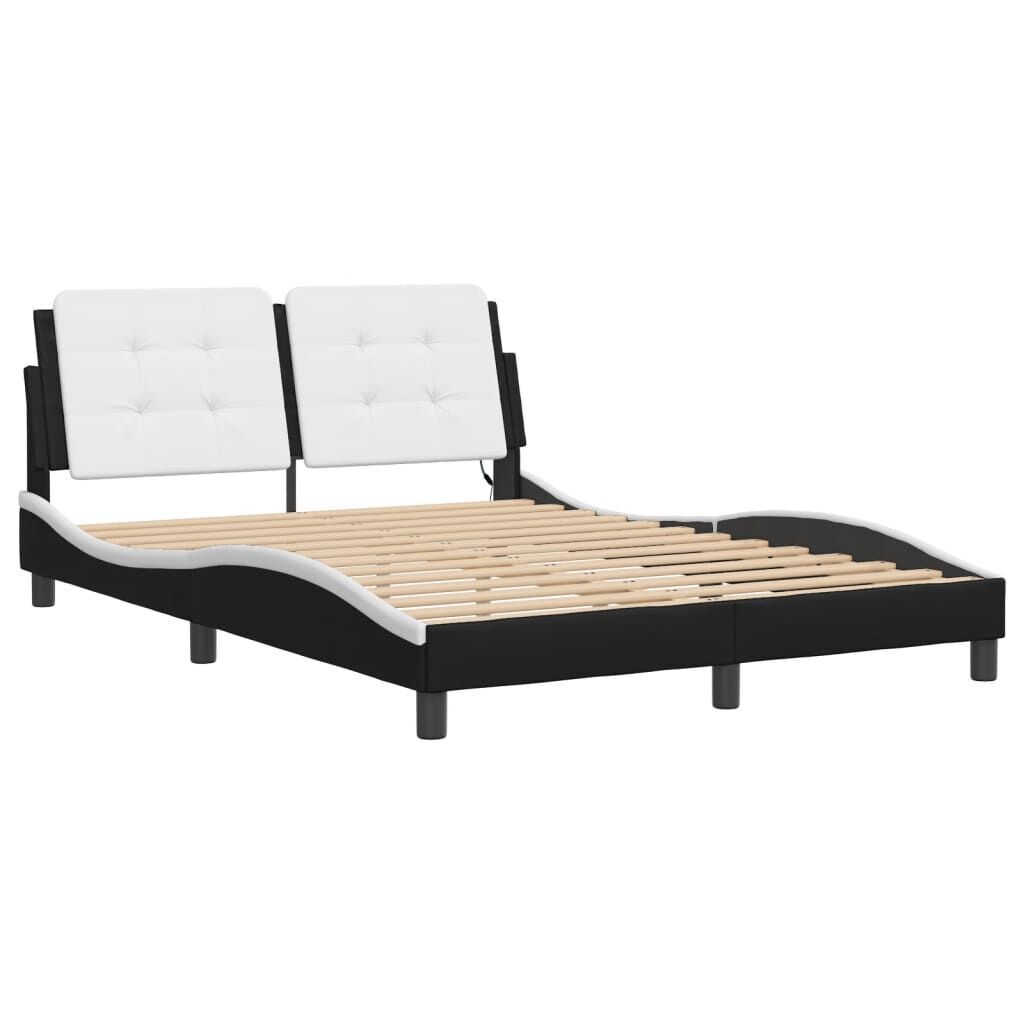Bed Frame with LED without Mattress Black and White 137x187 cm Double Price