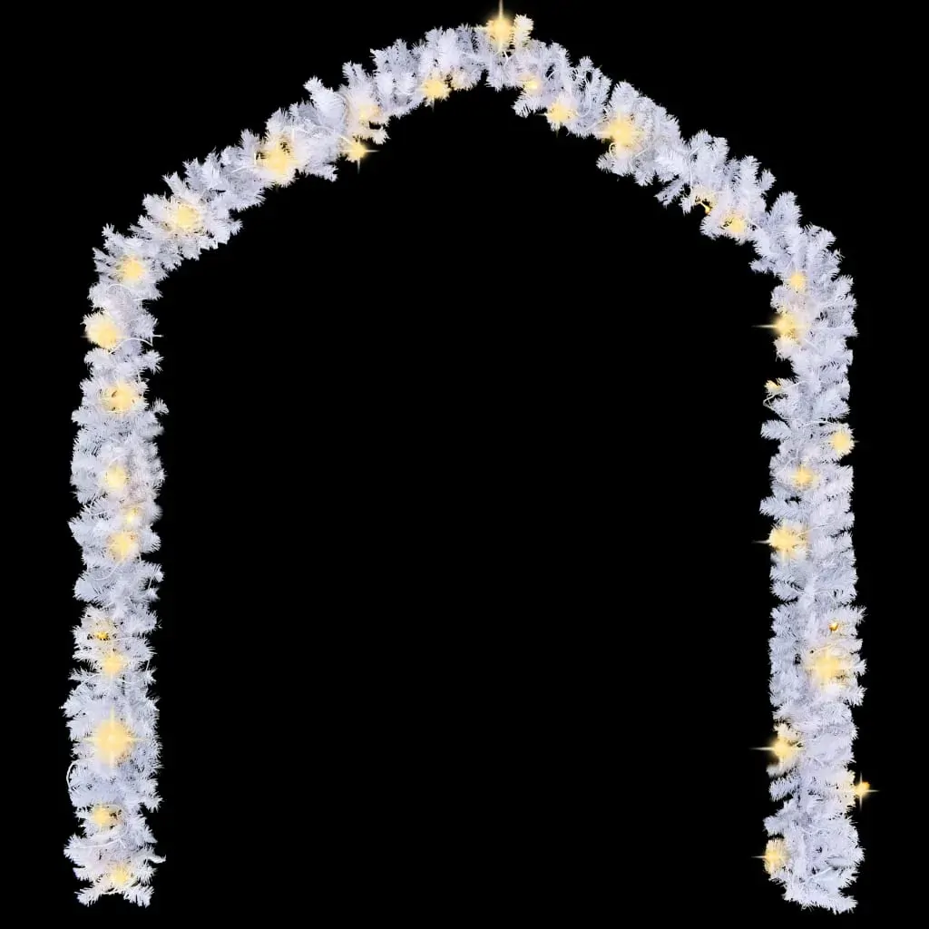 Christmas Garland with LED Lights White 5 m PVC Price