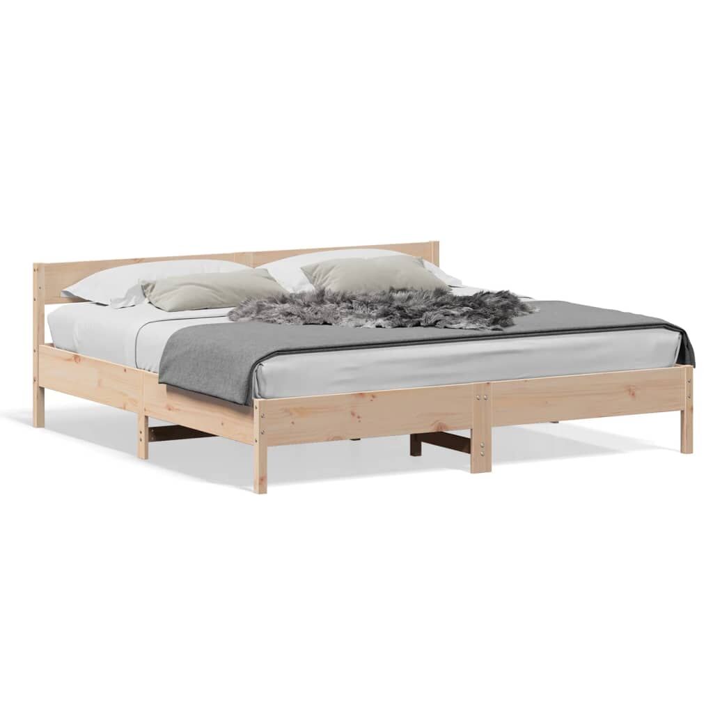 Bed Frame without Mattress 183x203 cm King Solid Wood Pine Price