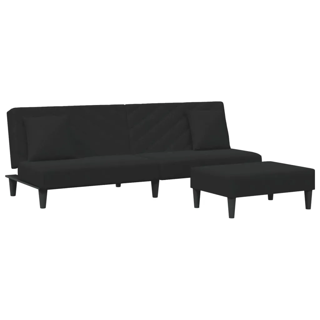 2 Piece Sofa Set with Pillows Black Velvet Price
