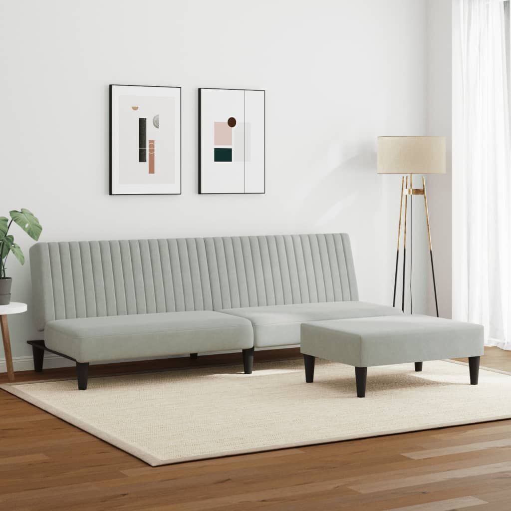 2 Piece Sofa Set Light Grey Velvet Price