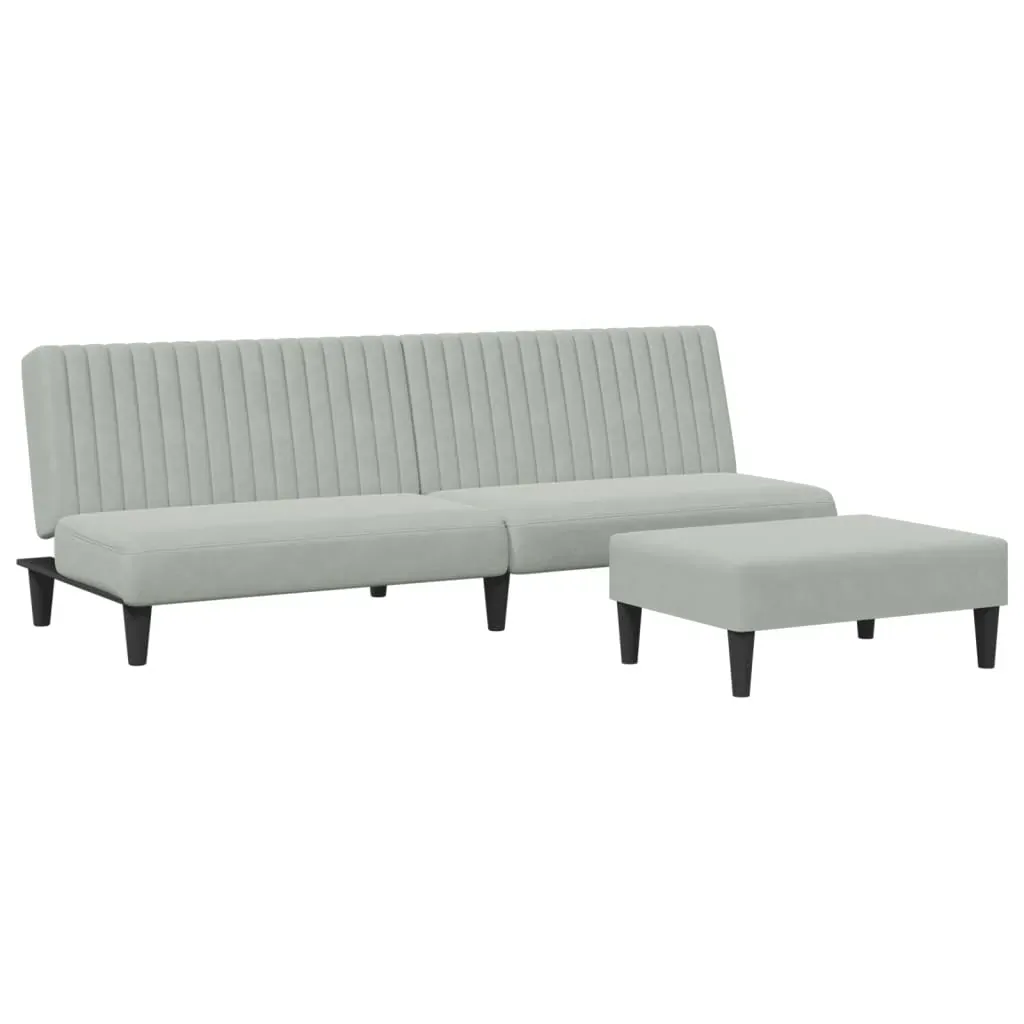 2 Piece Sofa Set Light Grey Velvet Price