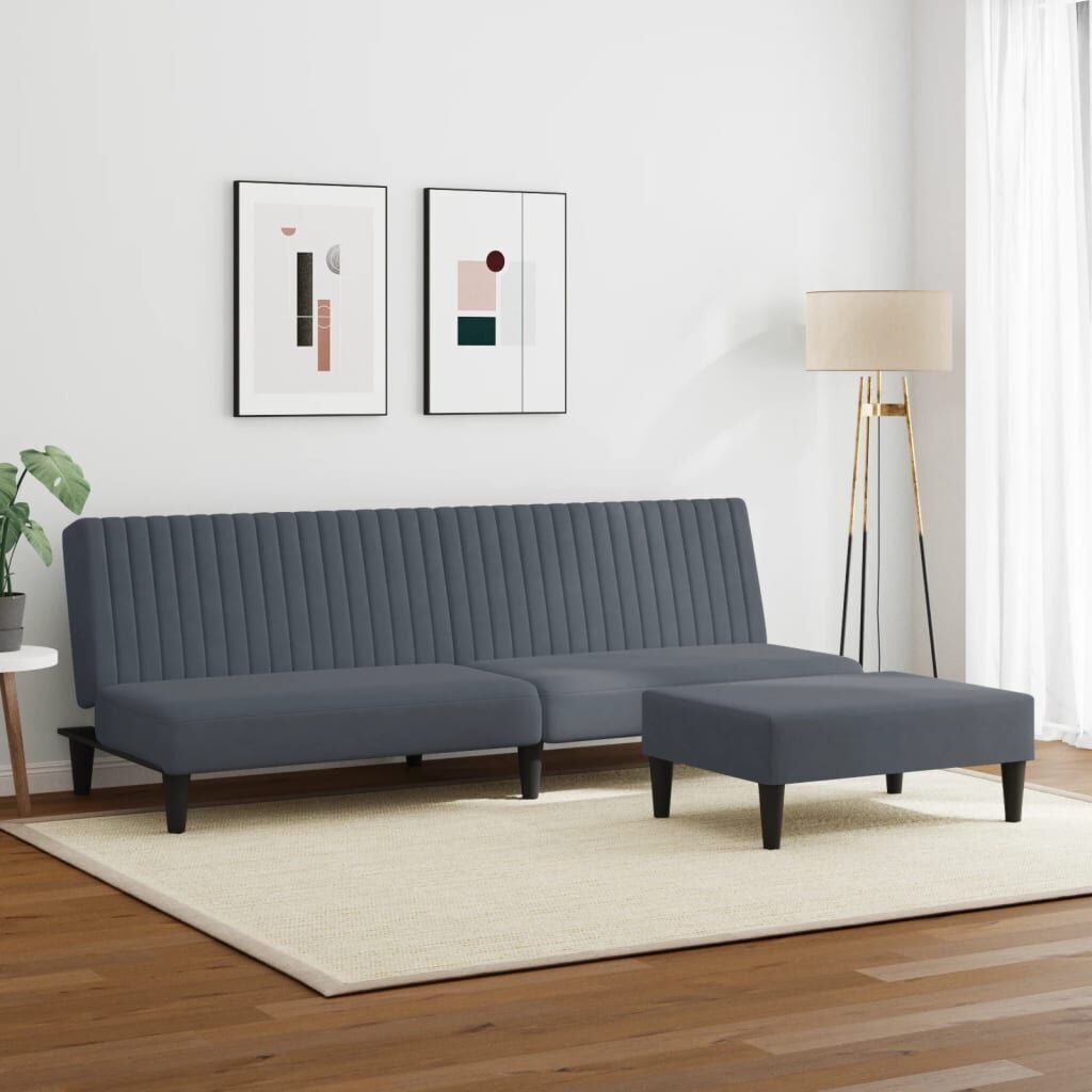 2 Piece Sofa Set Dark Grey Velvet Price