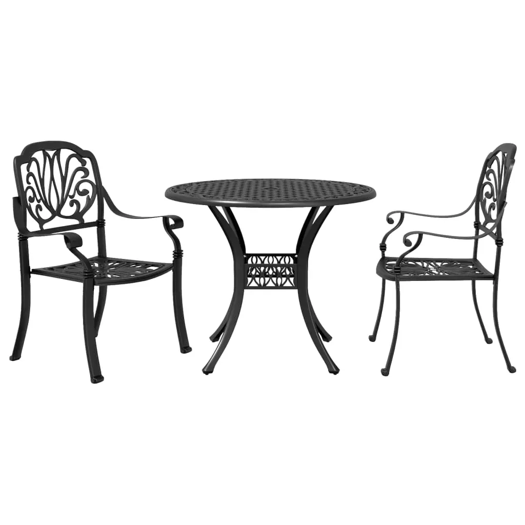 3 Piece Bistro Set Black Cast Aluminium Price