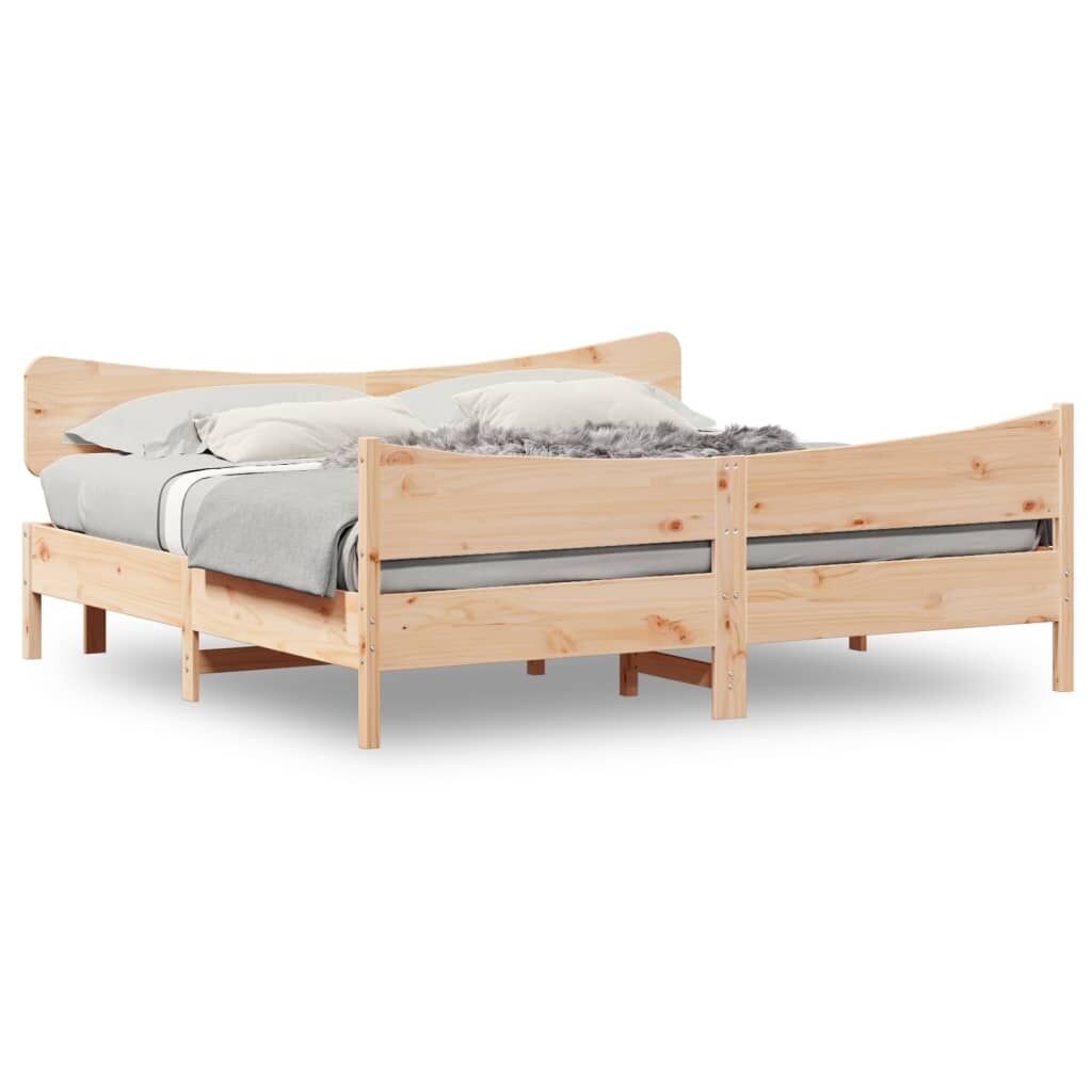 Bed Frame without Mattress 183x203 cm King Solid Wood Pine Price