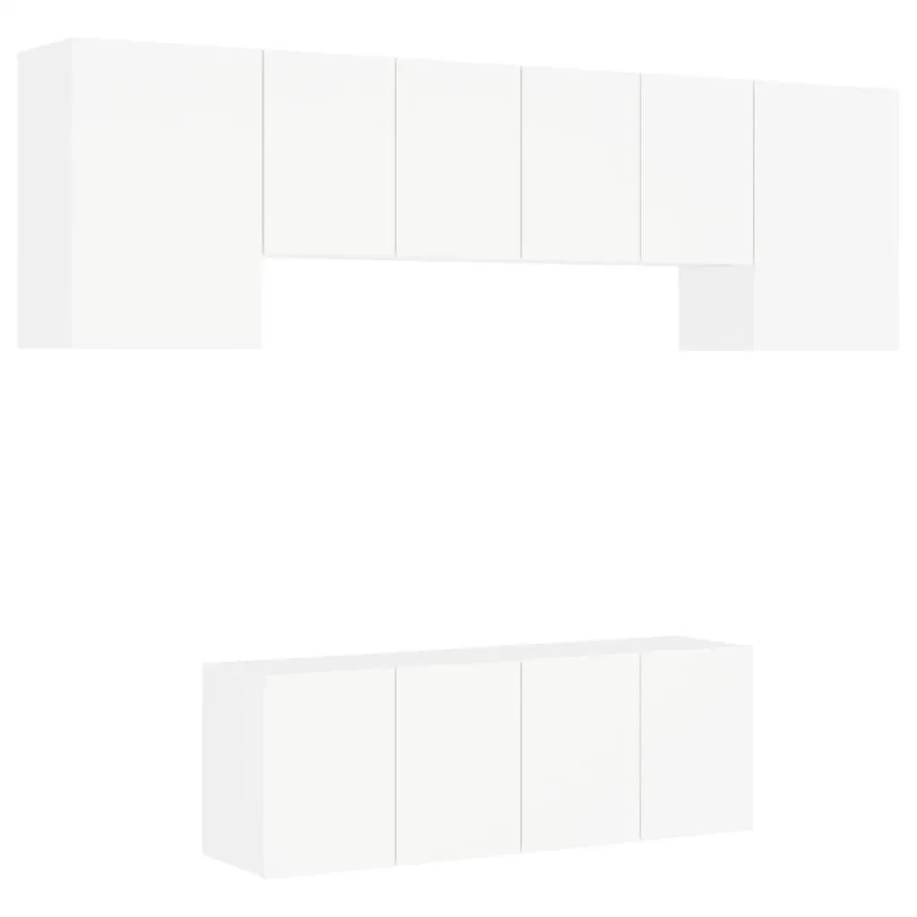 6 Piece TV Wall Units White Engineered Wood Price