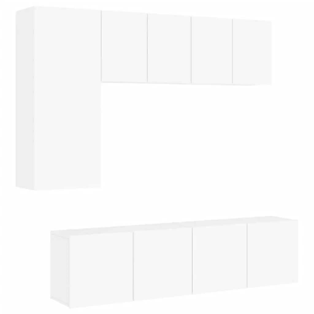 5 Piece TV Wall Units White Engineered Wood Price
