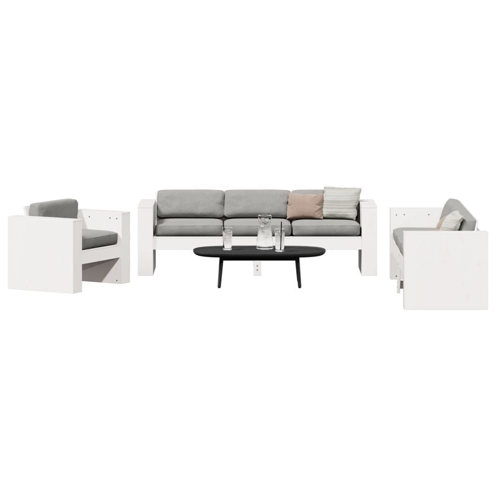 2 Piece Garden Lounge Set White Solid Wood Pine Price