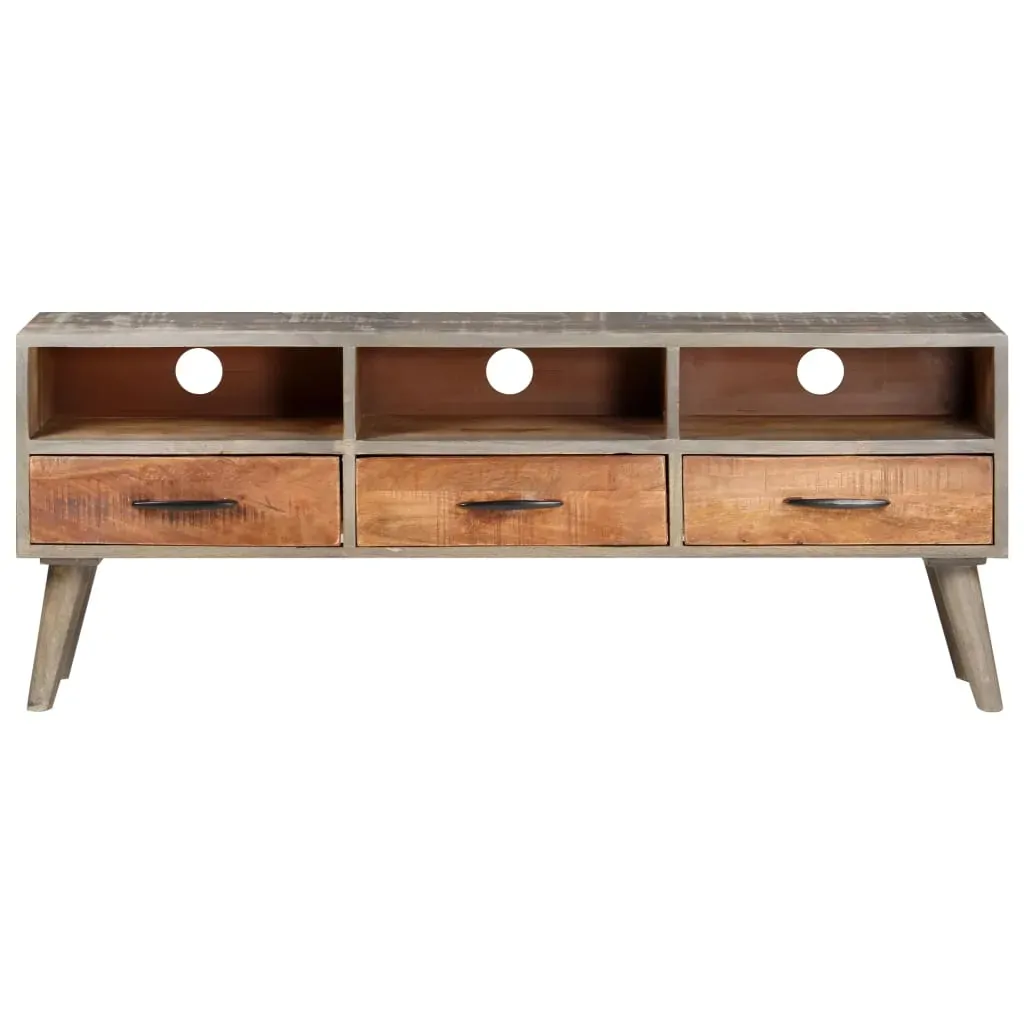 TV Cabinet Grey 130x35x51 cm Solid Rough Mango Wood Price