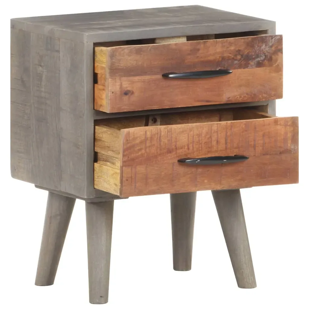 Bedside Cabinet Grey 40x30x50 cm Solid Rough Mango Wood Price
