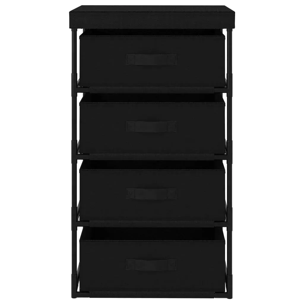 Storage Rack with 4 Fabric Baskets Steel Black Price