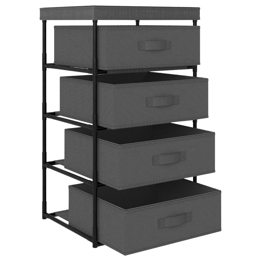 Storage Rack with 4 Fabric Baskets Steel Grey Price