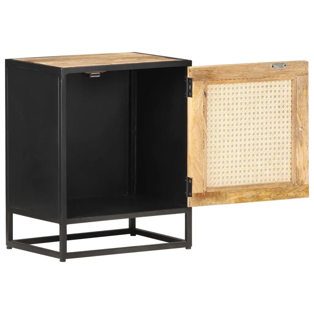 Bedside Cabinet 40x30x50 cm Rough Mango Wood and Natural Cane Price
