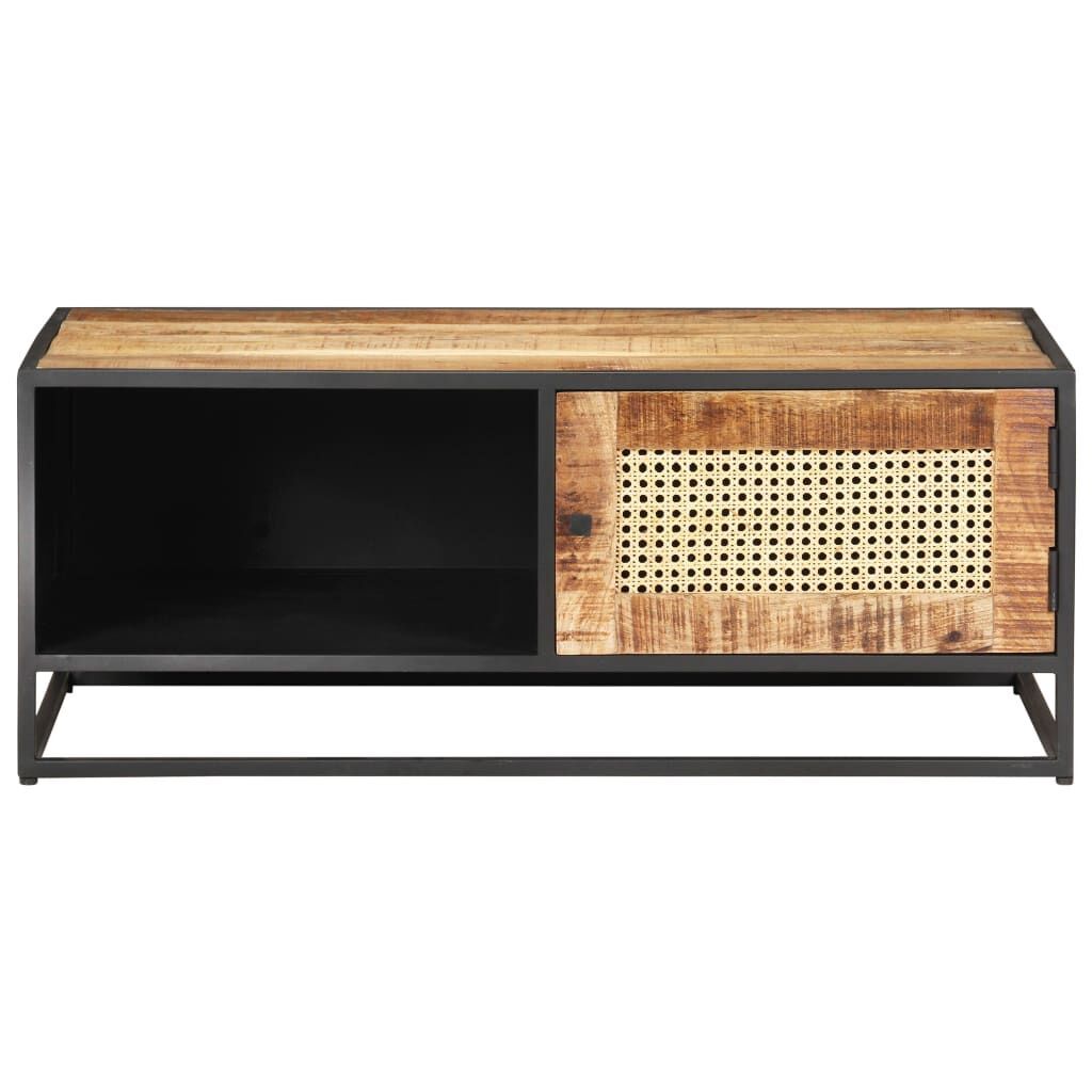 Coffee Table 90x50x35 cm Rough Mango Wood and Natural Cane Price
