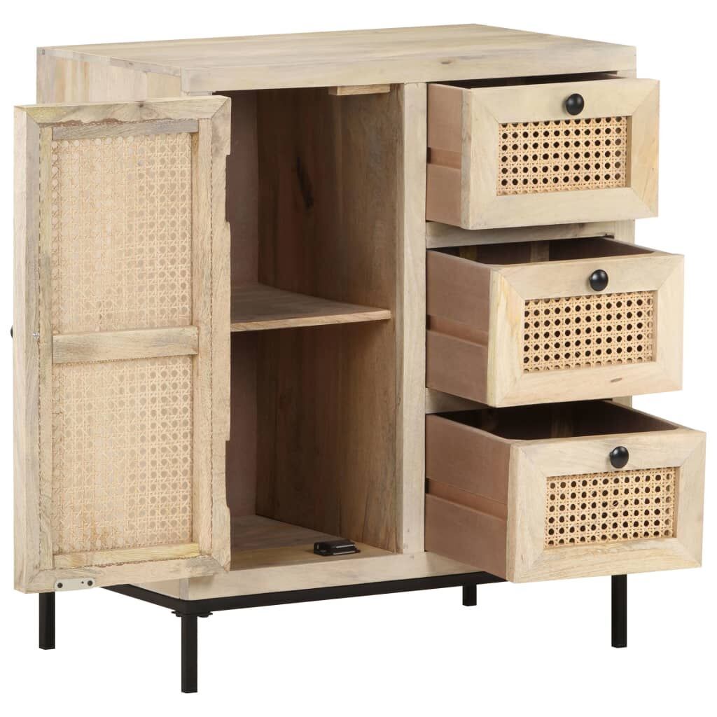 Sideboard 60x35x70 cm Solid Mango Wood and Natural Cane Price